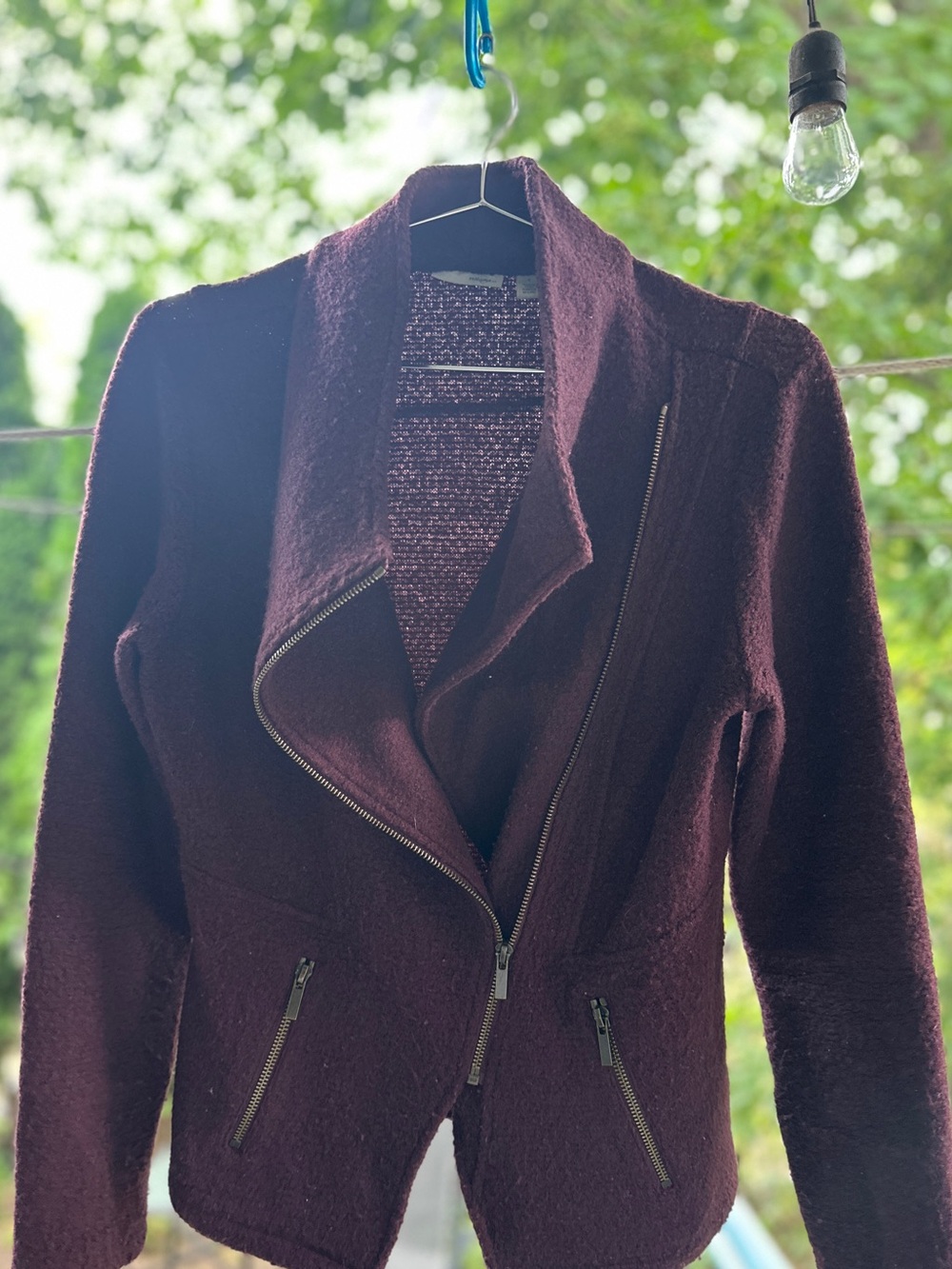 Halogen Women's Asymmetrical Zip Blazer Jacket in Burgundy